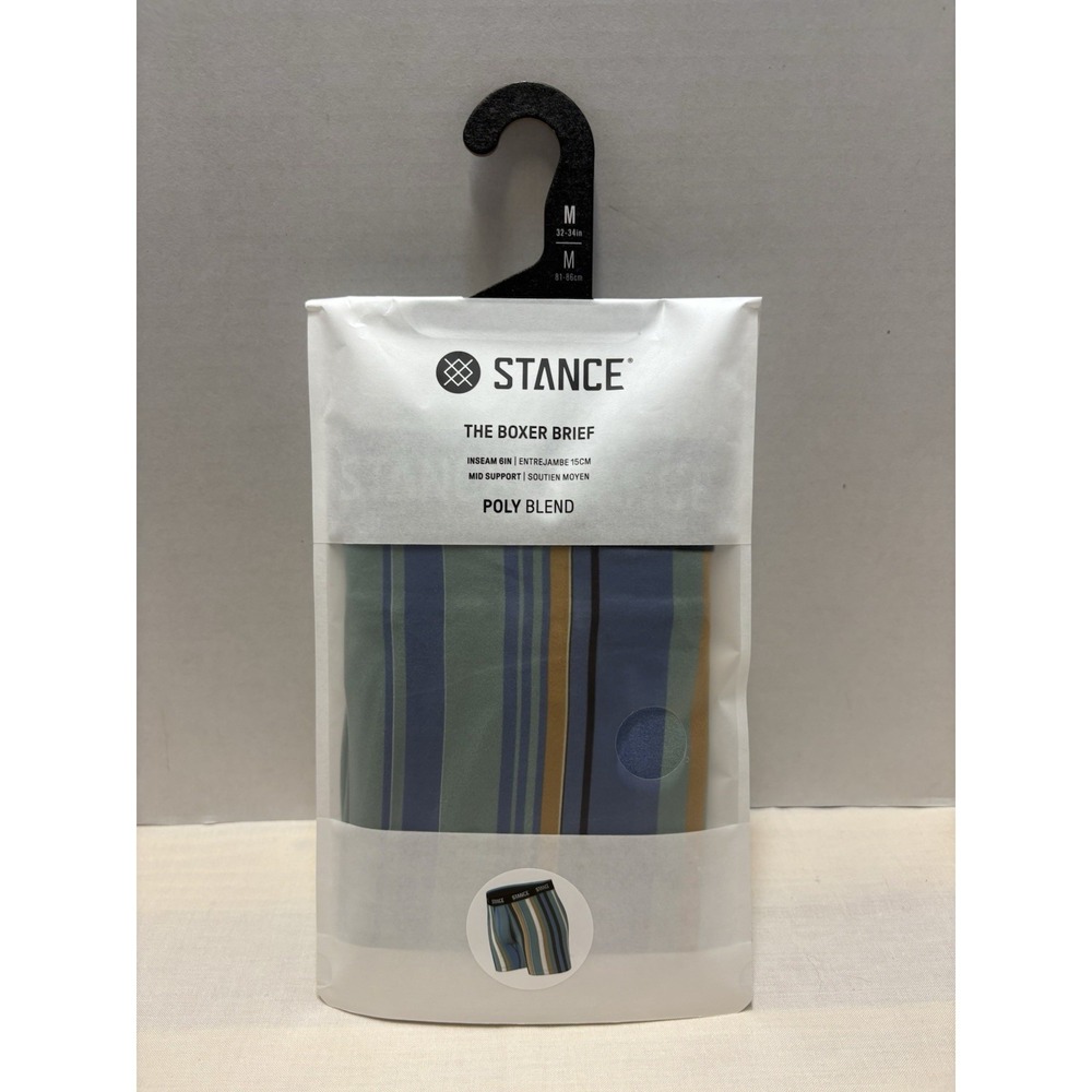 NEW Stance Poly Blend Boxer Brief "Rome" Striped Colorful Mens Medium 6"